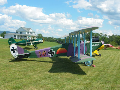 Brunhilde, a German bomber plane built in 1917, painted bright purple and green