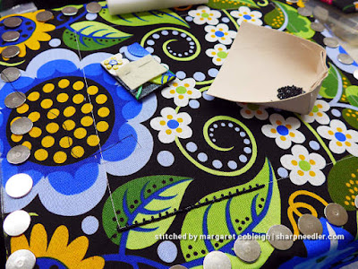 Beginning a Japanese Bead Embroidered Purse Beginning the beaded edge of the purse. (Wild Child Japanese Bead Embroidery by Mary Alice Sinton)