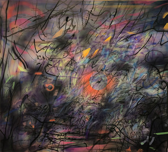 Julie Mehretu Sun Ship (J.C.), 2018 ink and acrylic on canvas 274.3 x 304.8 cm Julie Mehretu Sun Ship (J.C.), 2018 ink and acrylic on canvas 274.3 x 304.8 cm