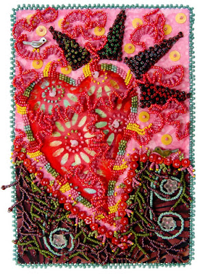 bead embroidery by Robin Atkins, bead journal project, January piece