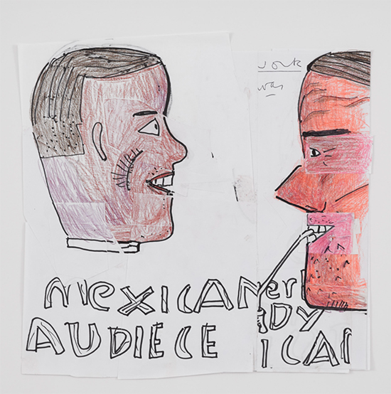 Rose Wylie Mexican Can, 2019 Pen, coloured pencil, marker and collage on paper 32.5 x 31.7 cm drawing Rose Wylie Mexican Can, 2019 Pen, coloured pencil, marker and collage on paper 32.5 x 31.7 cm
