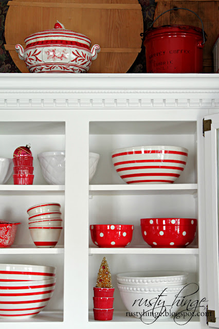 Rusty Hinge 2015 Rustic Meets Refined Christmas Home Tour Rusty Hinge red and white Christmas kitchen cupboards