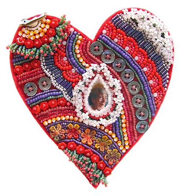 bead embroidery by Robin Atkins, heart