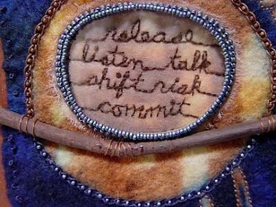 Robin Atkins, visual journaling on resist-dyed felt, bead journal project