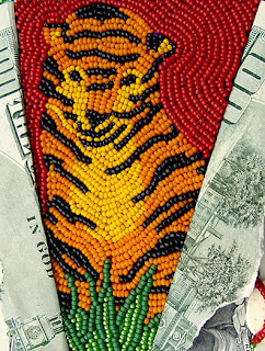improvisational bead embroidery by Robin Atkins, Bead Journal Project, August 2007, tiger detail