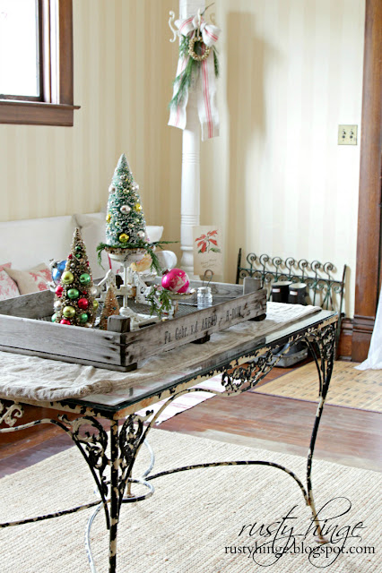 Rusty Hinge 2015 Rustic Meets Refined Christmas Home Tour Front entry room ready for Christmas