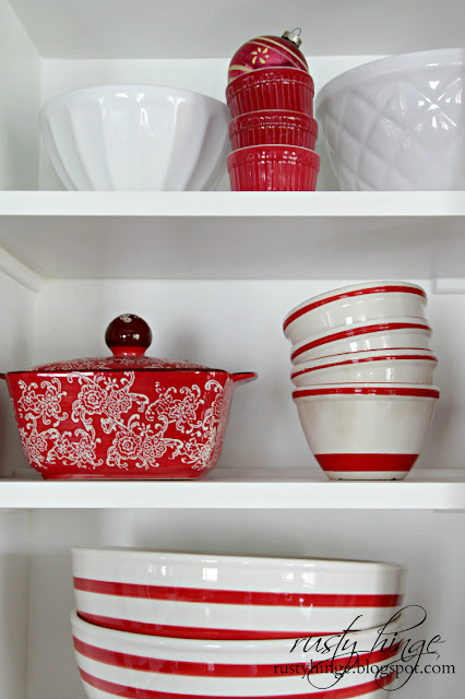 Rusty Hinge 2015 Rustic Meets Refined Christmas Home Tour Decorating with red and white dishware