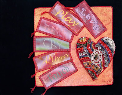 bead embroidery collage, bead journal project for February, by Robin Atkins