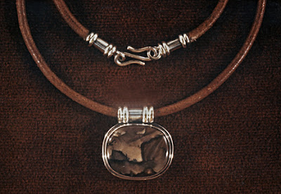 Robin Atkins - sterling silver necklace with jasper stone and leather Robin Atkins - sterling silver necklace with jasper stone and leather