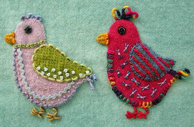 Robin Atkins embroidered, wool applique chicks Robin Atkins embroidered, wool applique chicks
