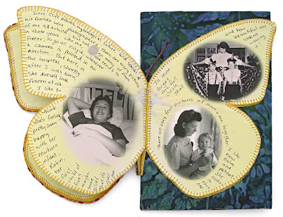 bead embroidery, bead journal project, mom's butterfly, by robin atkins