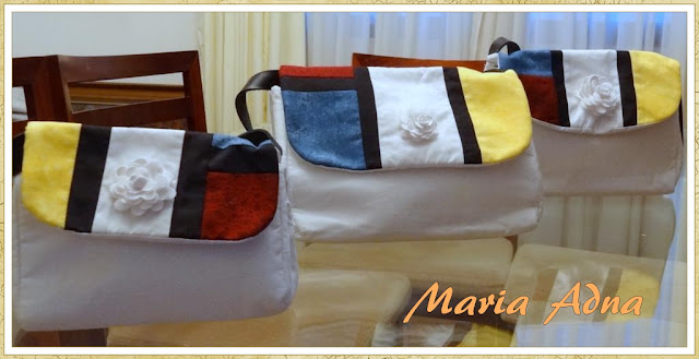 Kit de três bolsas em patchwork Mondrian Bolsas em patchwork, Bolsas publicadas em revista, Patchwork publicado em revista, Maria Adna Ateliê, Maria Adna, Patchwork