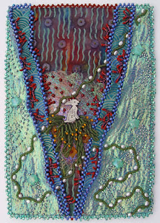 bead embroidery by Robin Atkins, July bead journal project