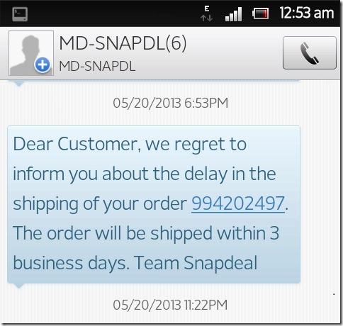 Snapdeal SMS Snapdeal SMS