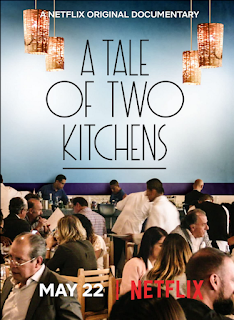 A Tale of Two Kitchens Movie cover showing people seated at a restaurant