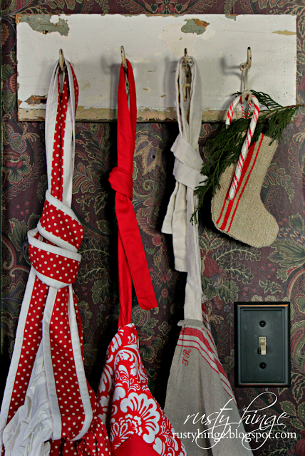 Rusty Hinge 2015 Rustic Meets Refined Christmas Home Tour Christmas red kitchen aprons