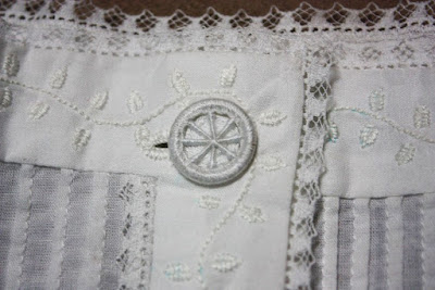 Dorset button on Victorian chemise Dorset button on Victorian chemise