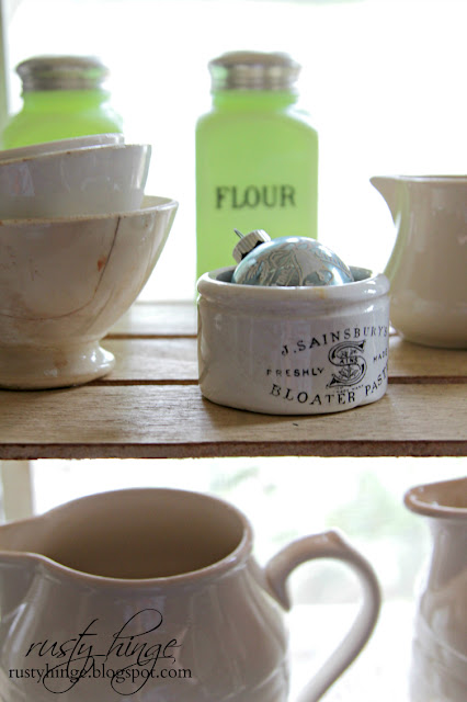 Rusty Hinge 2015 Rustic Meets Refined Christmas Home Tour Vintage Sainsbury Bloater Paste pot