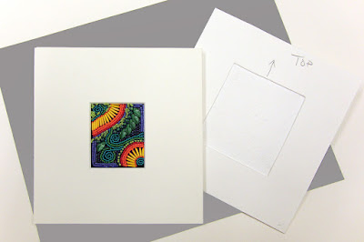 how to frame bead embroidery, mat placed over beadwork and backing cut how to frame bead embroidery, mat placed over beadwork and backing cut