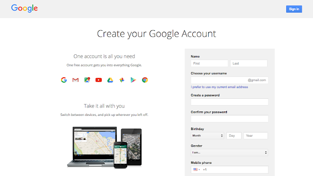 How to Create a Blogger Account 1 create a google account