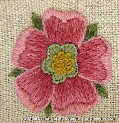 Crewel Rose Detail Crewel Sampler (by Elsa Williams): Rose detail