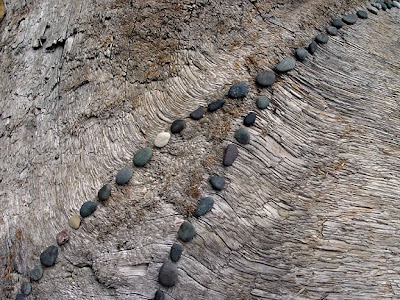 rock and driftwood art by Robin Atkins, detail