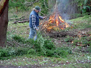 First burn pile underway, photo by Robin Atkins