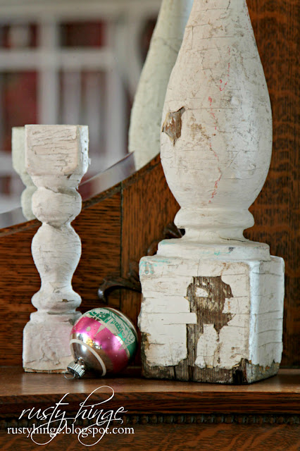 Rusty Hinge 2015 Rustic Meets Refined Christmas Home Tour Architectural salvage with vintage Shiny Brite ornament