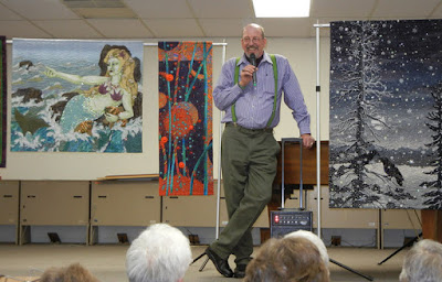 Thom Atkins, quilter, beader, artist gives a lecture about beaded quilts Thom Atkins, quilter, beader, artist gives a lecture about beaded quilts