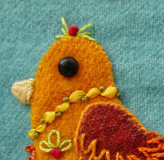 Robin Atkins embroidered, wool applique chicks Robin Atkins embroidered, wool applique chicks