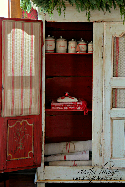 Rusty Hinge 2015 Rustic Meets Refined Christmas Home Tour Christmas antique French linen armoire