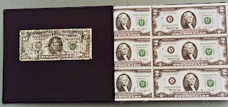 improvisational bead embroidery by Robin Atkins, hand-made book, Money Madness, inside cover