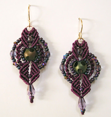 micro macrame earrings by Robin Atkins