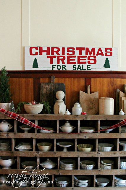 Rusty Hinge 2015 Rustic Meets Refined Christmas Home Tour Christmas vintage chicken nester ironstone display