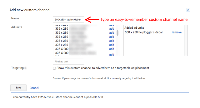 Add new AdSense custom channel new google adsense custom channel