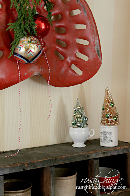 Rusty Hinge 2015 Rustic Meets Refined Christmas Home Tour Vintage Christmas red tractor seat