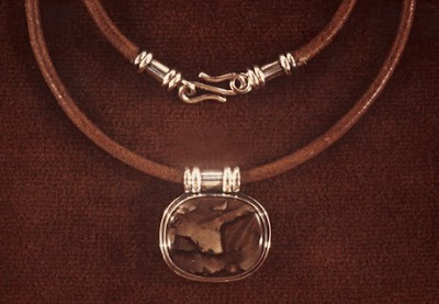 Gold necklace with picture jasper by Robin Atkins