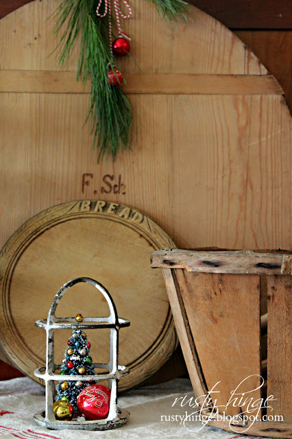Rusty Hinge 2015 Rustic Meets Refined Christmas Home Tour Christmas decorating with vintage bottle brush trees