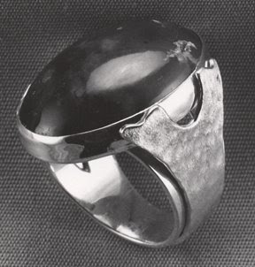 Silver ring with cabochon by Robin Atkins