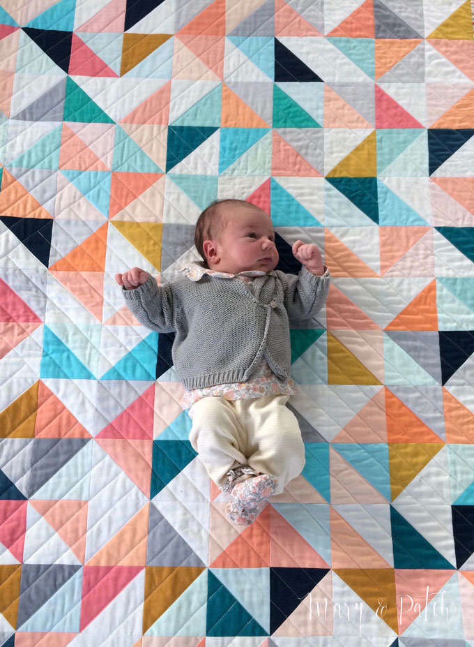 Maryandpatch, HST modern baby quilt, solids