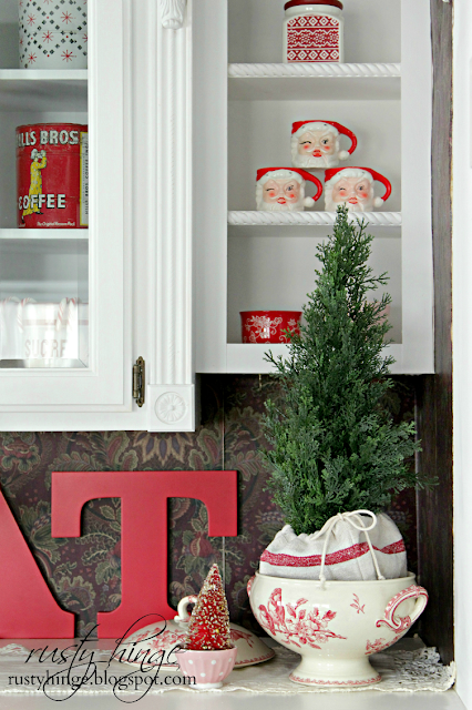 Rusty Hinge 2015 Rustic Meets Refined Christmas Home Tour Christmas topiary tucked in a French soup tureen