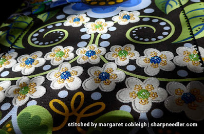 Working Through the White Flowers Most of the white beaded flowers completed. (Wild Child Japanese Bead Embroidery by Mary Alice Sinton)