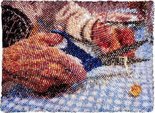 "The Three Fates III: Atropos Cut the Thread of Life" by Amy Clarke Moore bead embroidery by Amy Clarke Moore