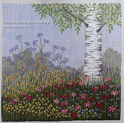 Nearly Finished Embroidered flowers added. (Jo Butcher: Under the Silver Birch)