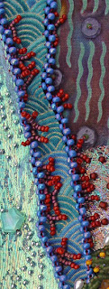 bead embroidery by Robin Atkins, July bead journal project, detail of layering