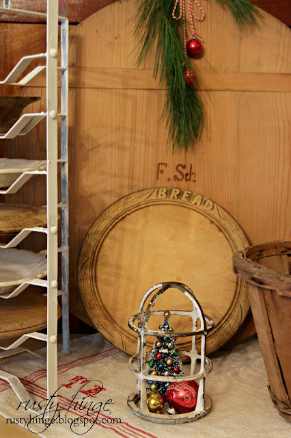 Rusty Hinge 2015 Rustic Meets Refined Christmas Home Tour Christmas decorating with vintage bottle brush trees