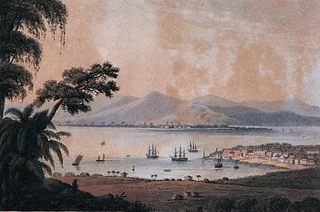 1814年描繪的檳城喬治市港口