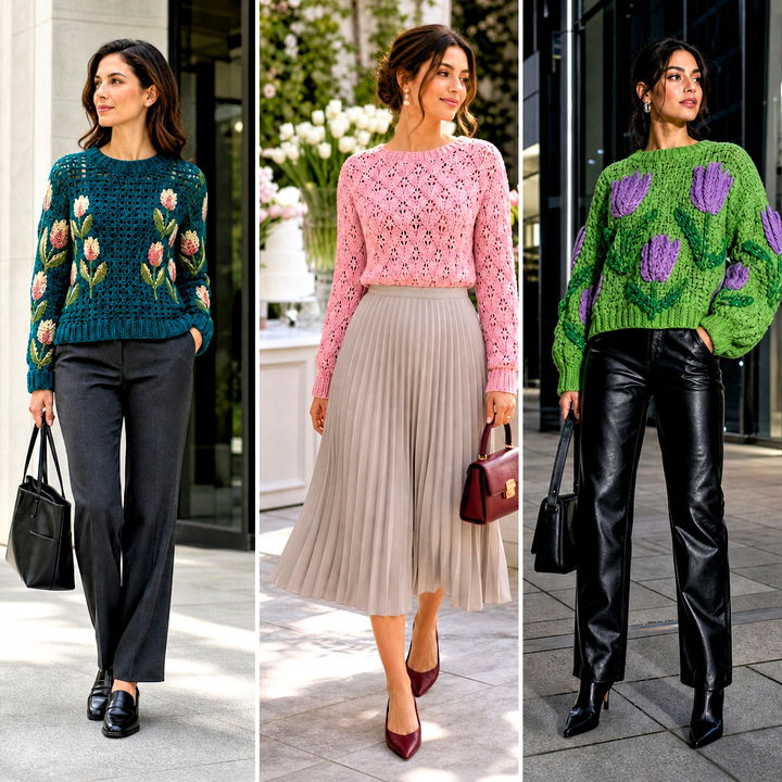 25 Tulip Crochet Sweater outfit ideas