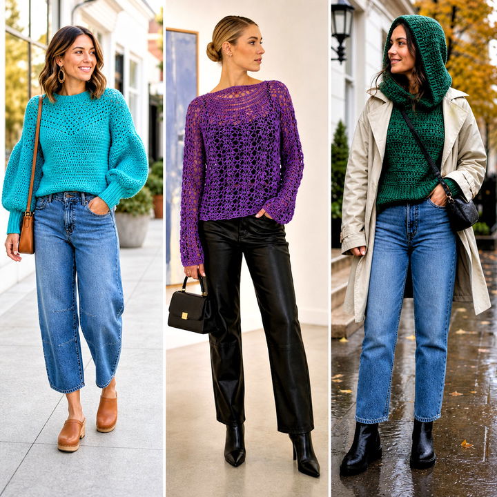 25 Yoke Down Crochet Sweater outfit ideas