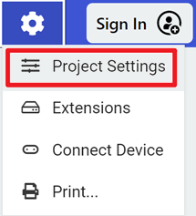 Settings menu